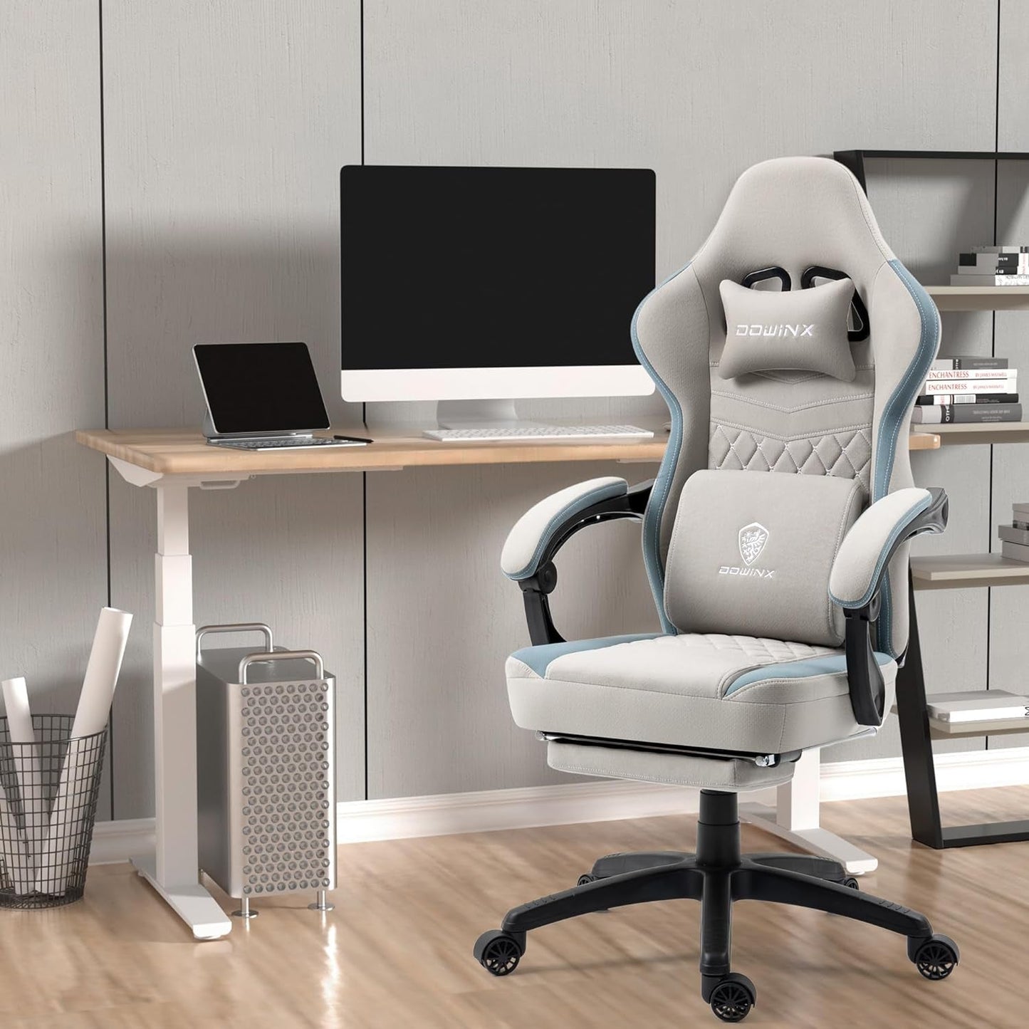 DOWINX Gaming Chair Breathable Fabric Computer Chair with Pocket Spring