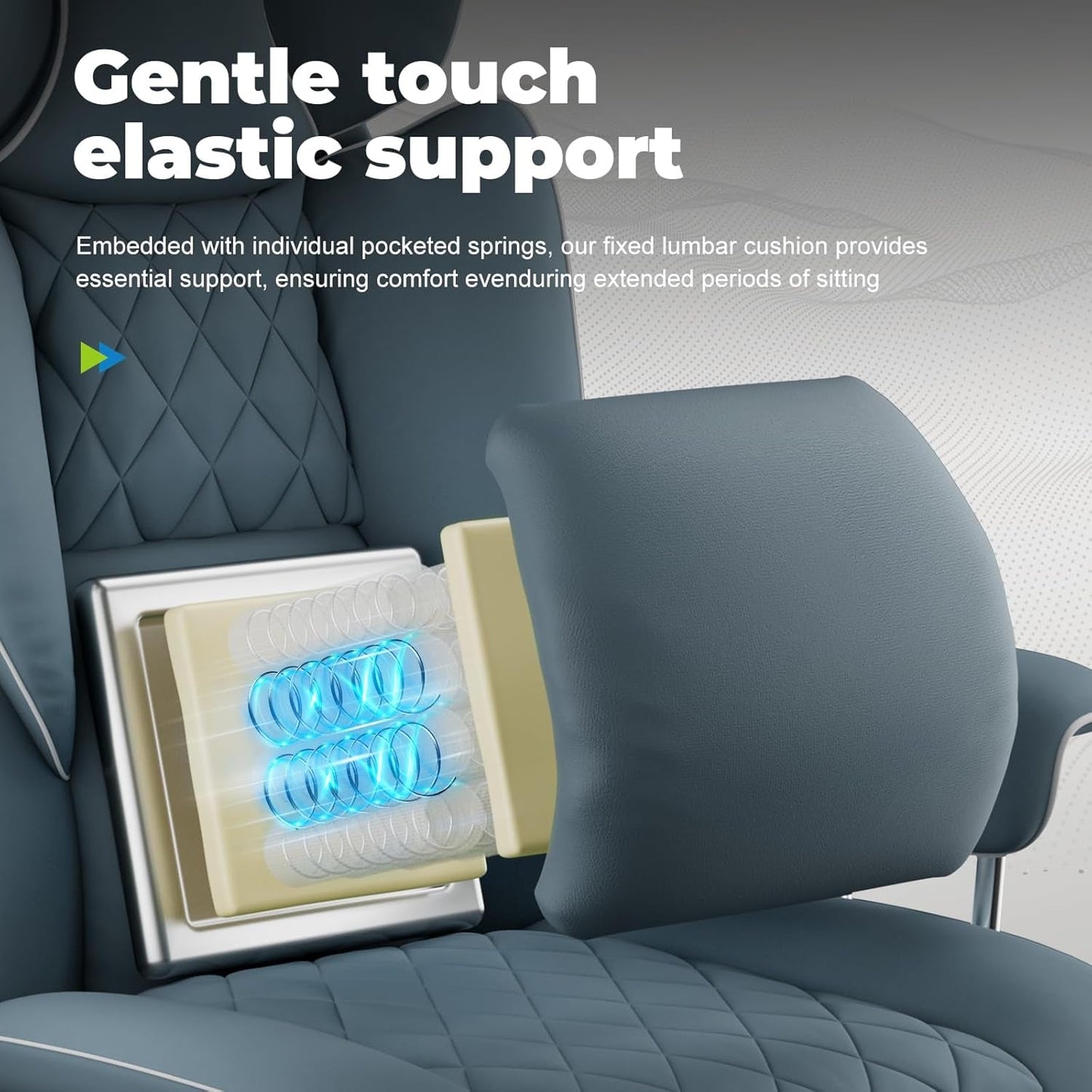 Big and Tall Gaming Chair with Pocket Spring Lumbar Support, Ergonomic