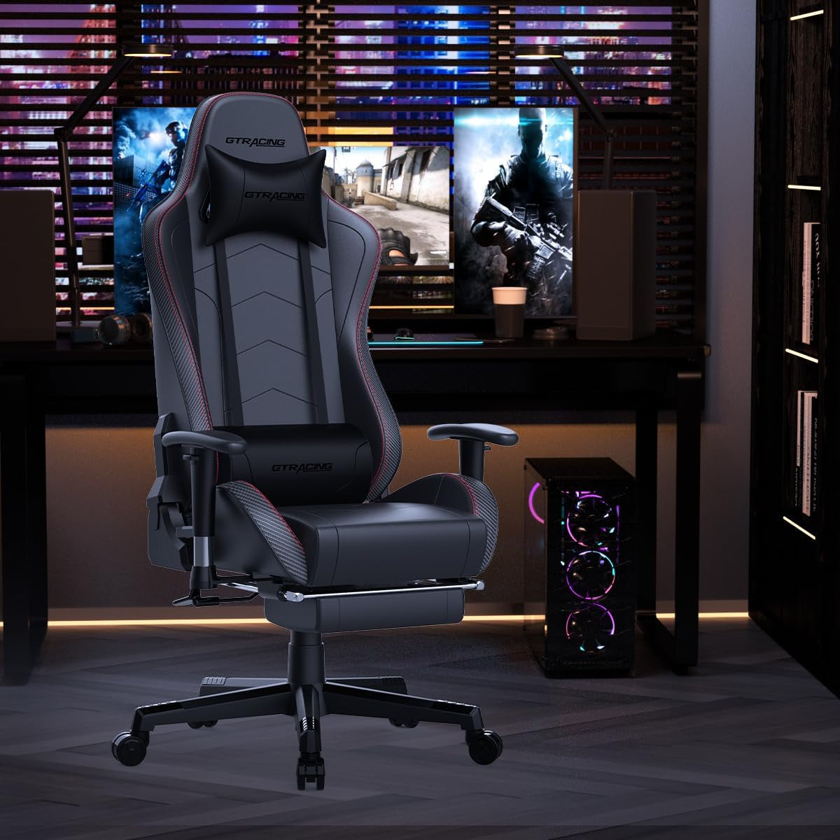 GTRacing Gaming Chair with Footrest and Speakers