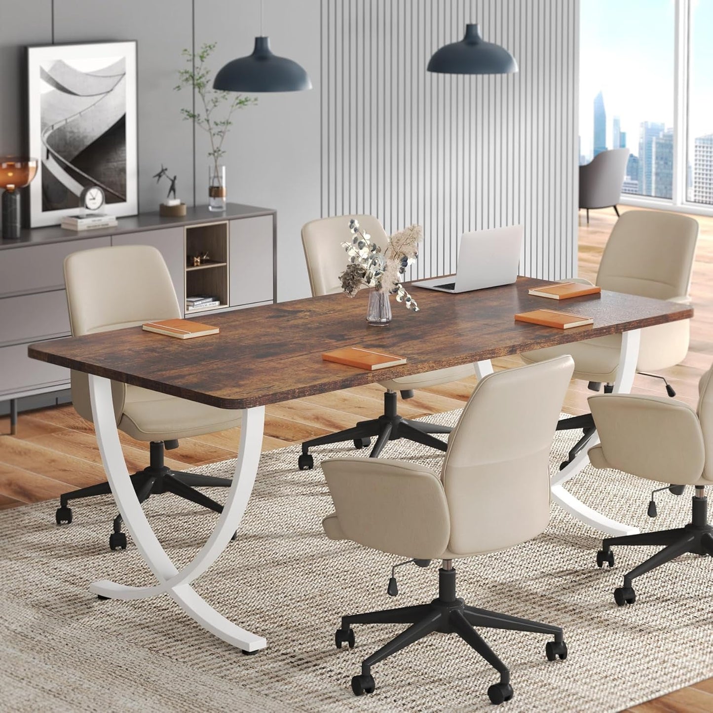 Executive Desk, 63” W X 31.5” D Large Office Desk, Modern Computer