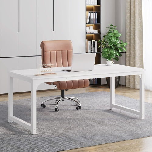 Large White Executive Office Desk 63 Inch