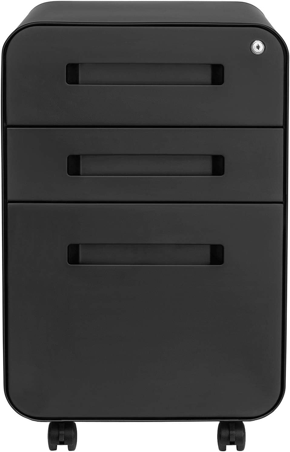 Stockpile 3 Drawer File Cabinet with Lock - under Office Desk Metal