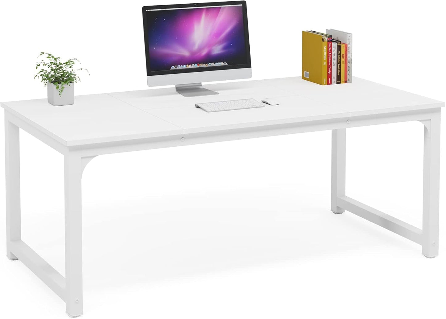 Large White Executive Office Desk 63 Inch