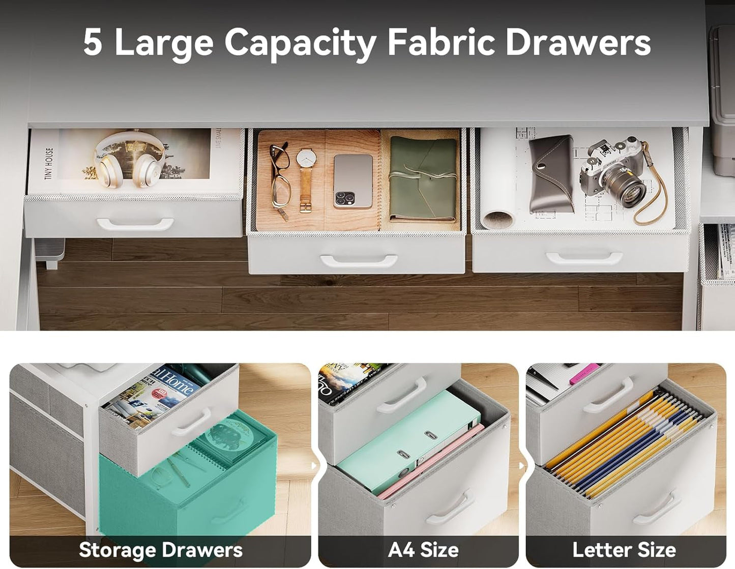 79 Inch L Shaped Desk with File Drawers, Reversible L Shaped Gaming