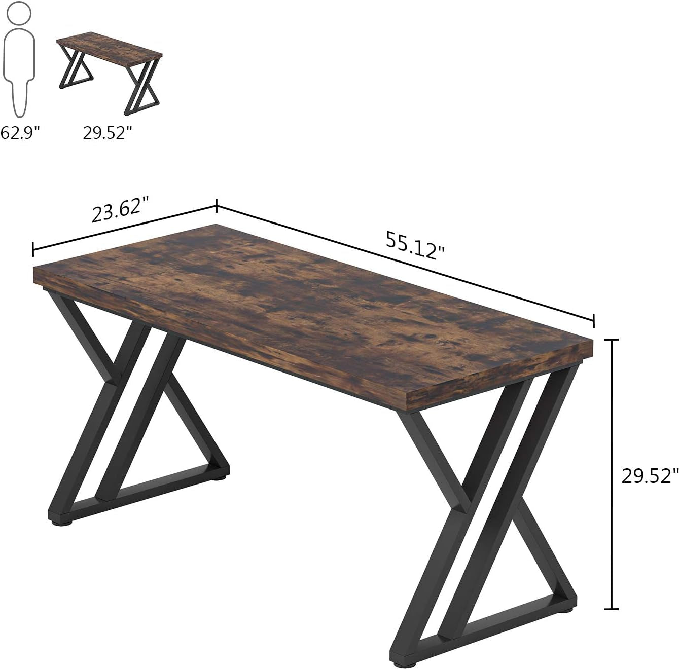 55 Inch Large Simple Industrial Computer Desk Study Writing Table Home