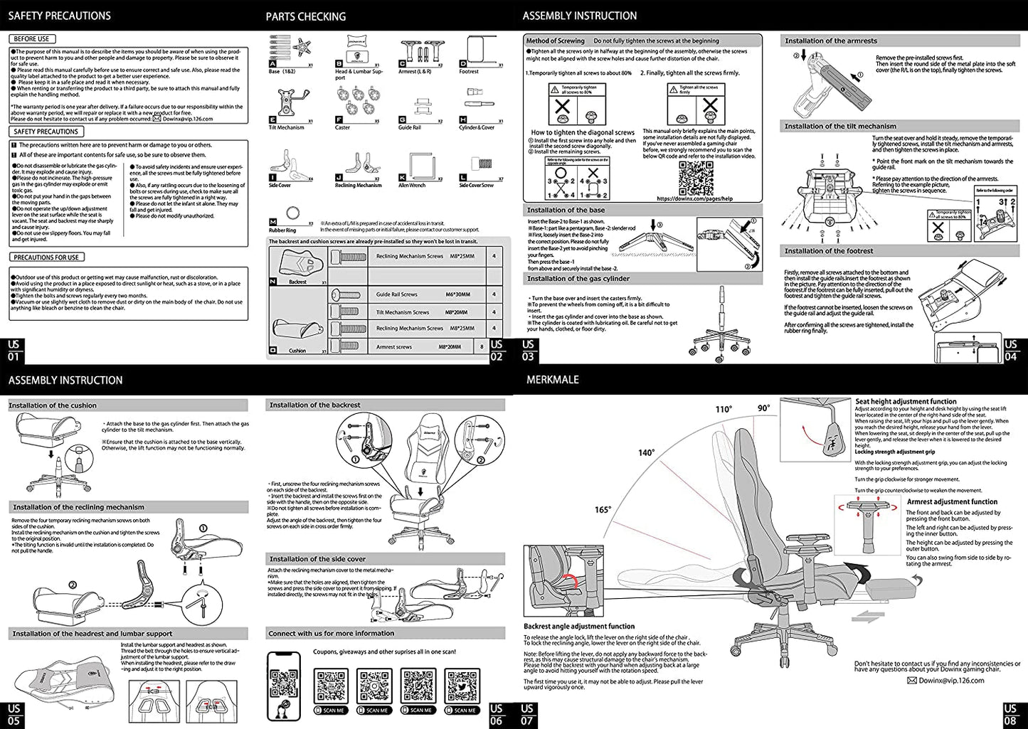 DOWINX Ergonomic Gaming Chair with Footrest