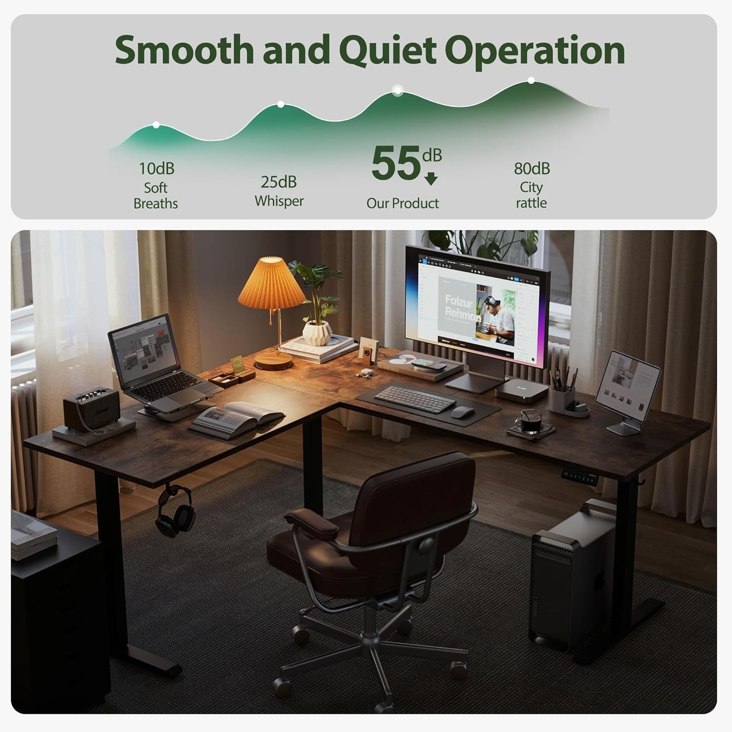 L Shaped Standing Desk Adjustable Height, Electric Corner Standing