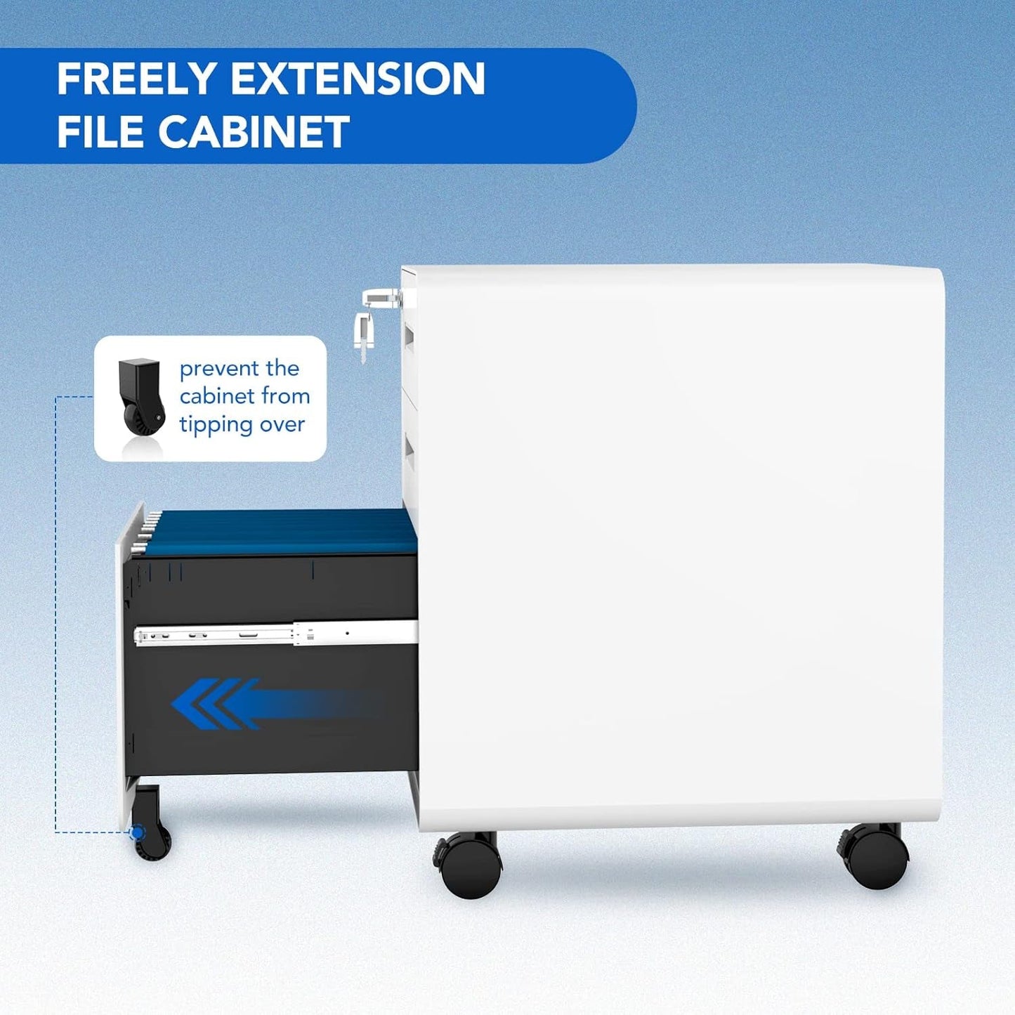 Mobile File Cabinet for Home Office 3 Drawer File Cabinet under Desk
