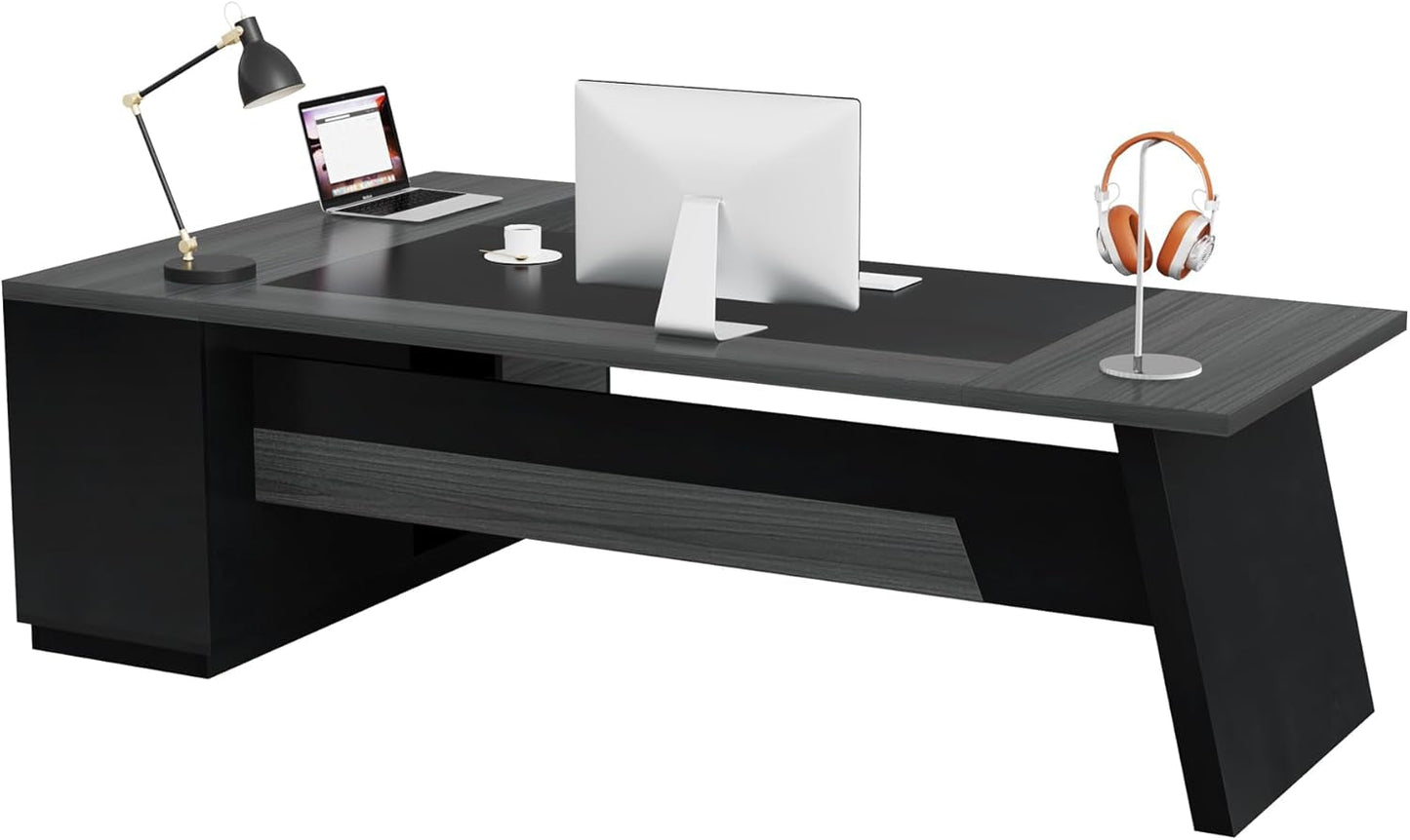 78" L-Shaped Executive Desk, Large Modern Office Desk with Drawers and