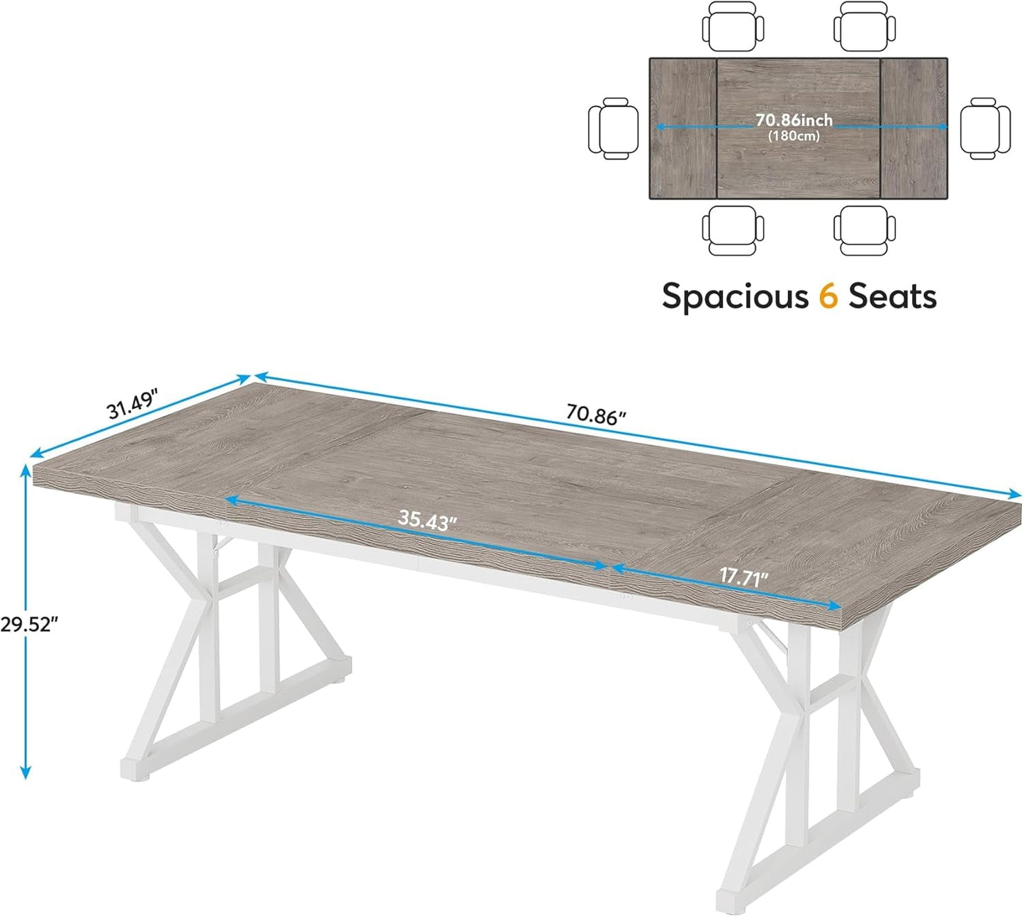 70.8-Inch Executive Desk, Large Computer Office Desk Workstation,