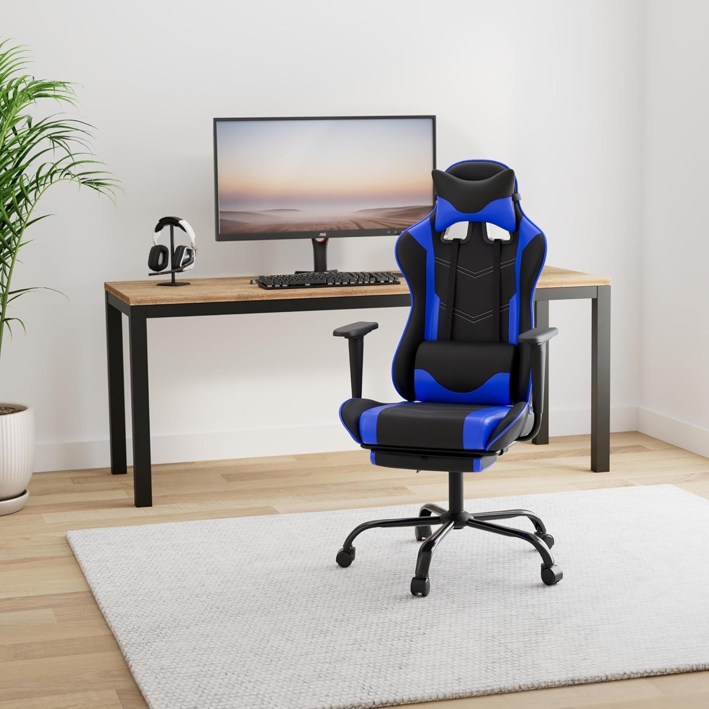 Gaming Chair with Footrest,Ergonomic Office Chair,Adjustable Swivel