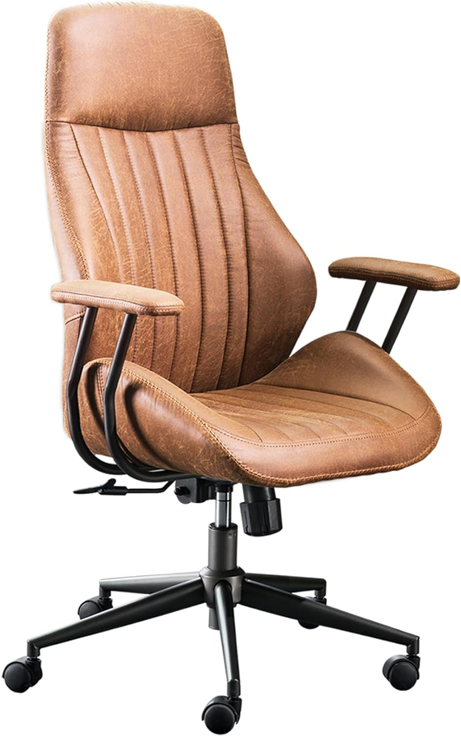 OVIOS Ergonomic Home Office Chair, Mid-Century Modern Leather Chair