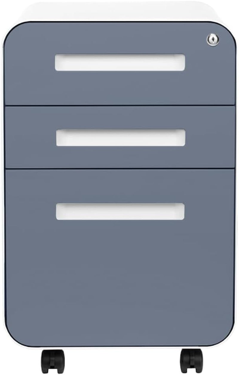 Stockpile 3 Drawer File Cabinet with Lock - under Office Desk Metal