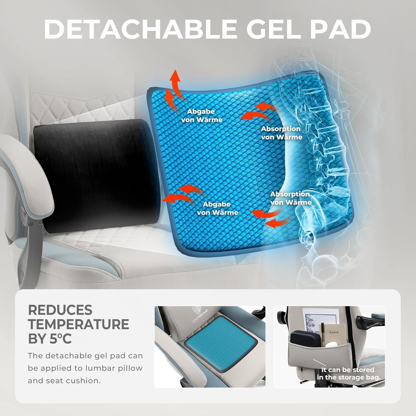 DOWINX Gaming Chair Breathable Fabric Computer Chair with Pocket Spring