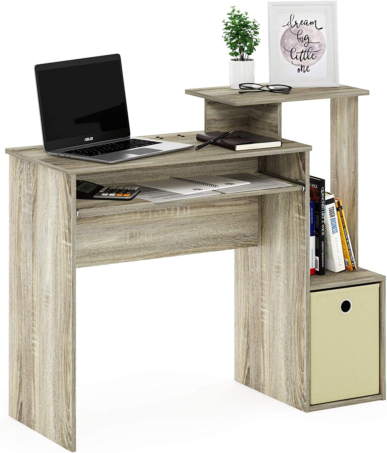 Econ Multipurpose Home Office Computer Writing Desk, Sonoma Oak/Ivory