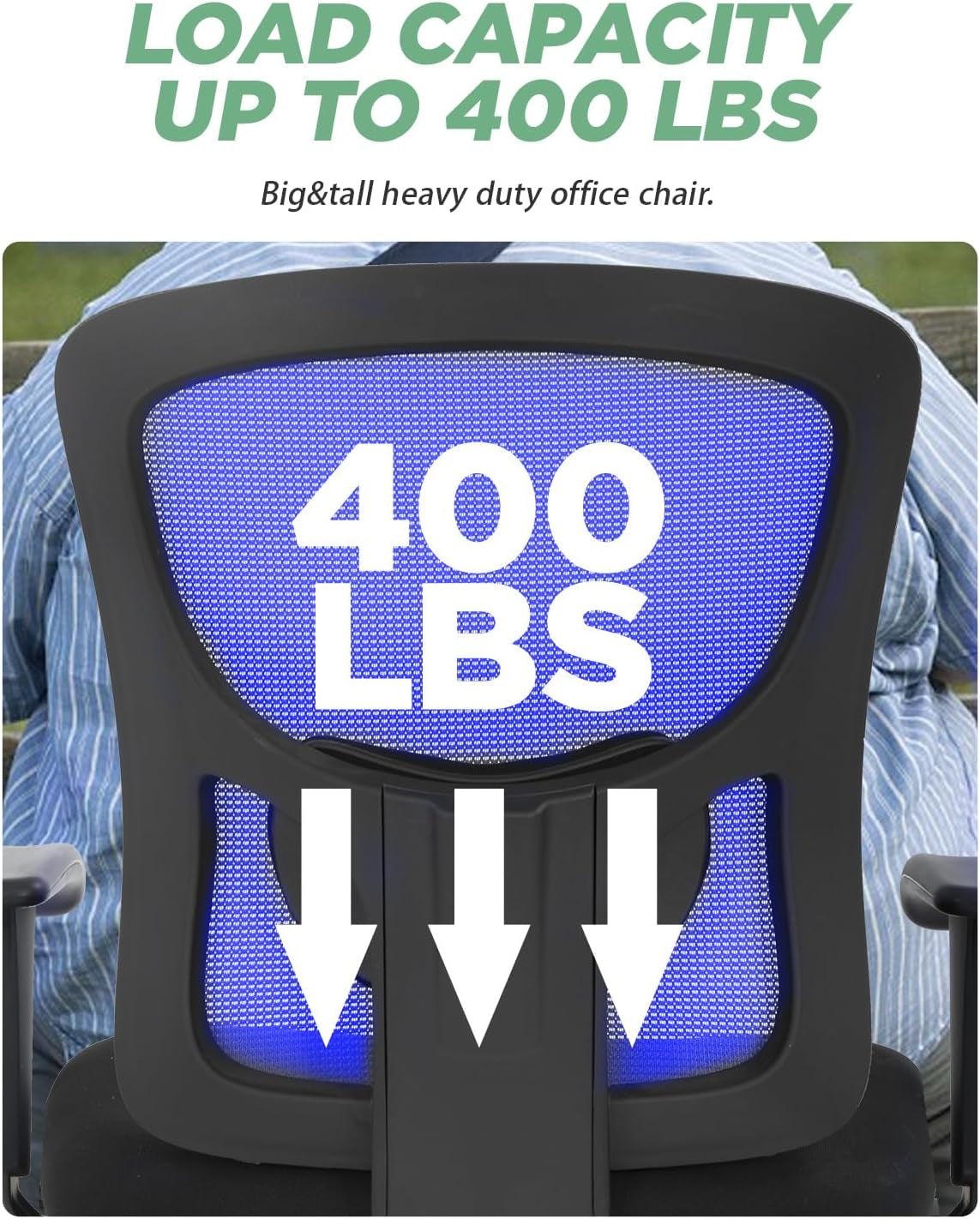 Big and Tall Office Chair 400Lbs Desk Chair Mesh Computer Chair with