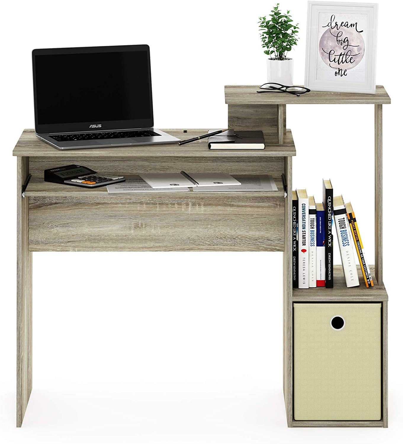 Econ Multipurpose Home Office Computer Writing Desk, Sonoma Oak/Ivory
