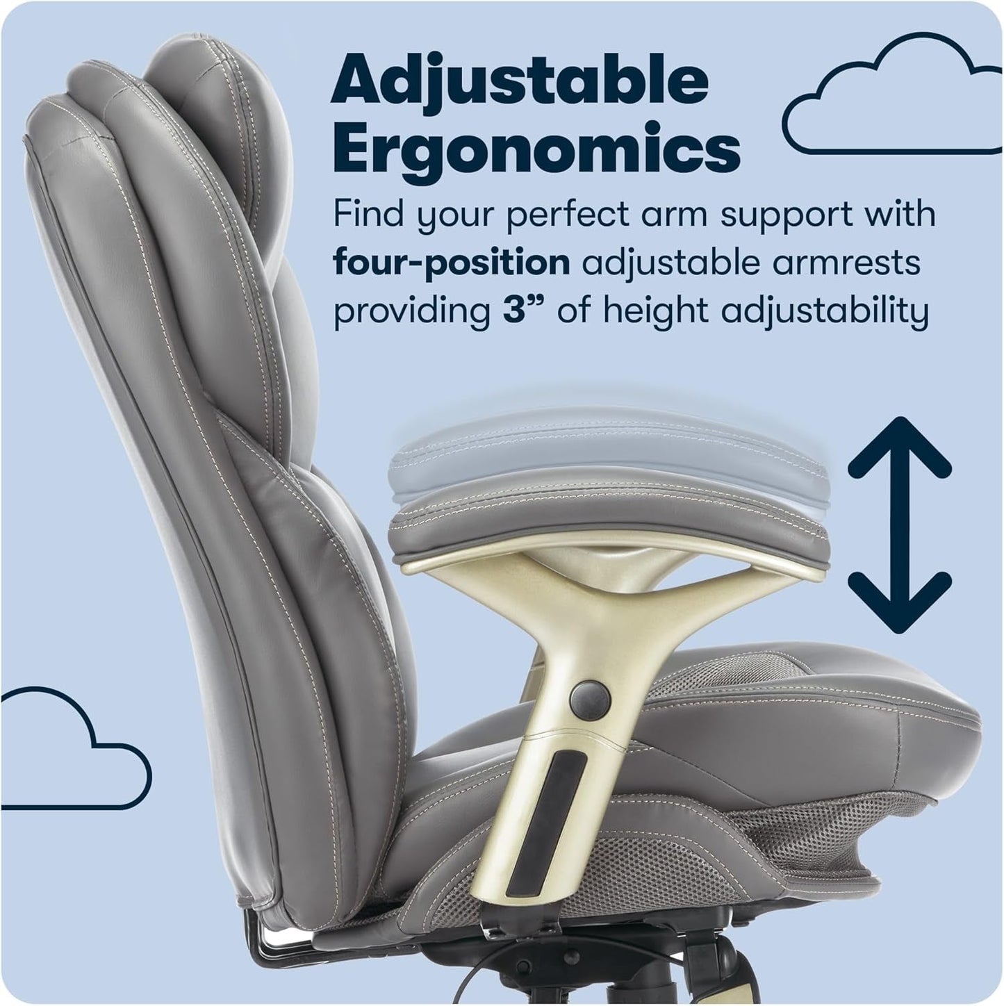 Serta Ergonomic Executive Office Chair Motion Technology Adjustable Mid Back