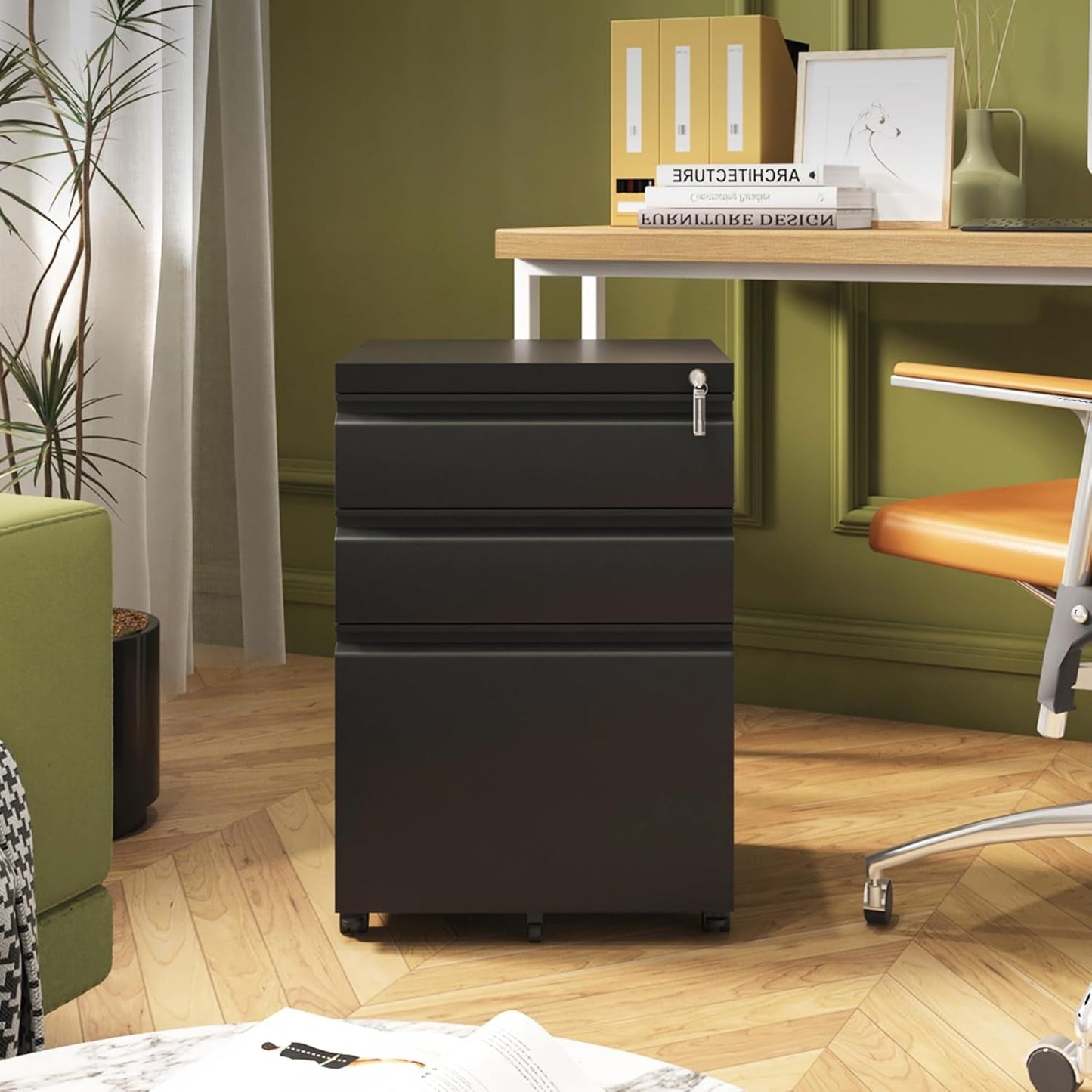 3 Drawer File Cabinet for Home Office, under Desk Mobile Filing