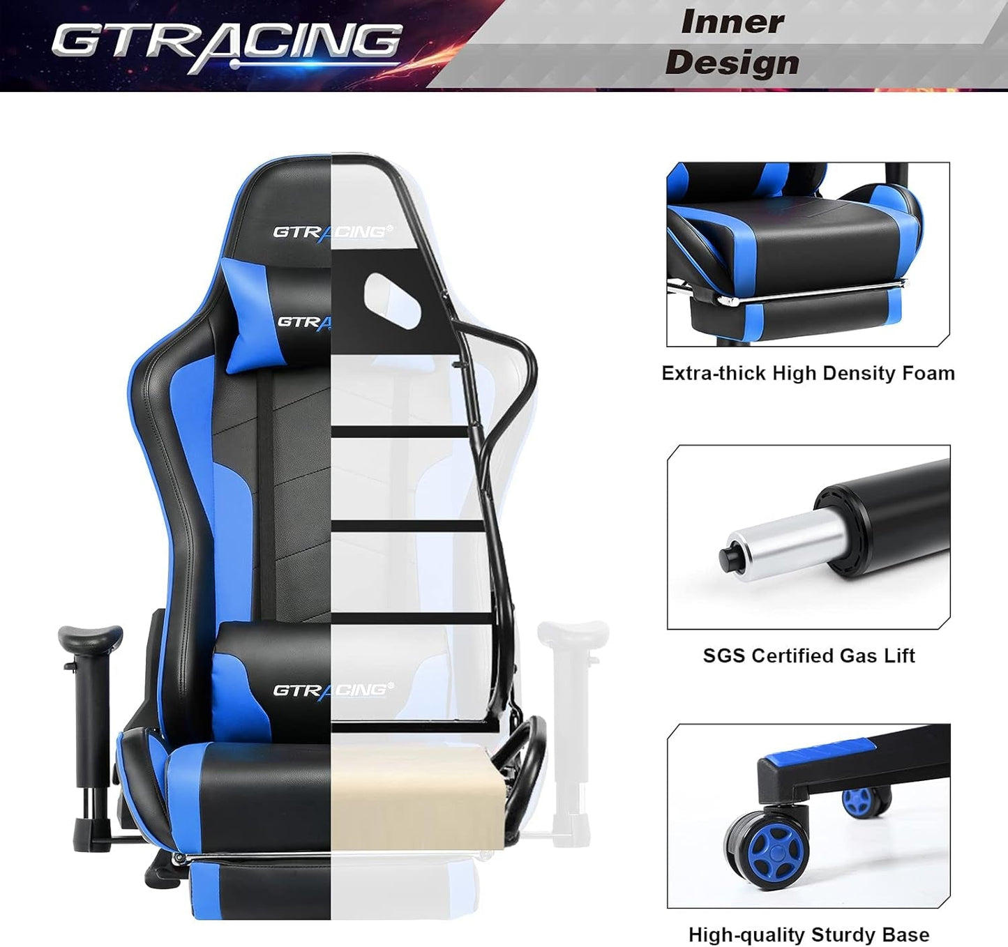 GTRAcing Gaming Chair with Bluetooth Speakers