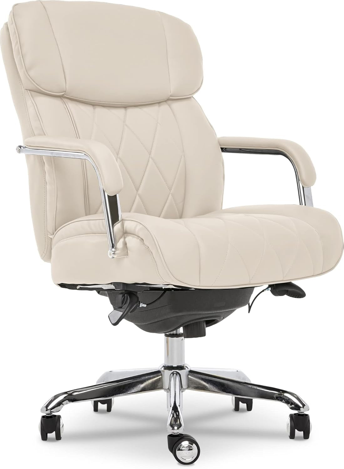 Lazyboy Sutherland Quilted Leather Executive Office Chair with Padded Arms,