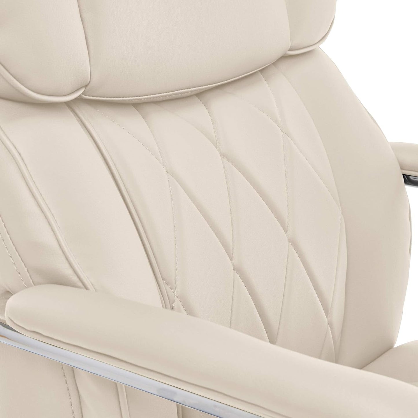 Lazyboy Sutherland Quilted Leather Executive Office Chair with Padded Arms,