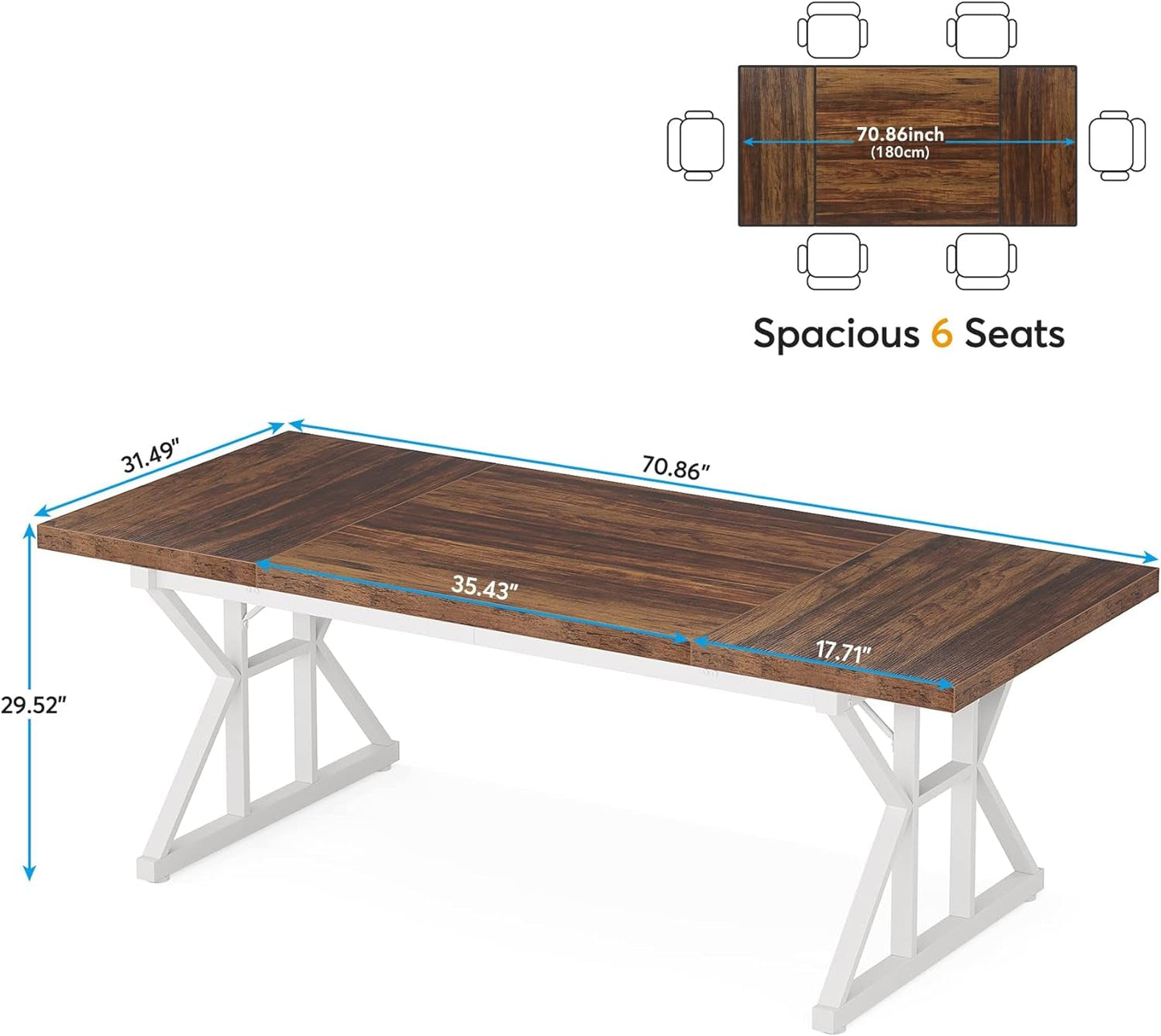 70.8-Inch Executive Desk, Large Computer Office Desk Workstation,