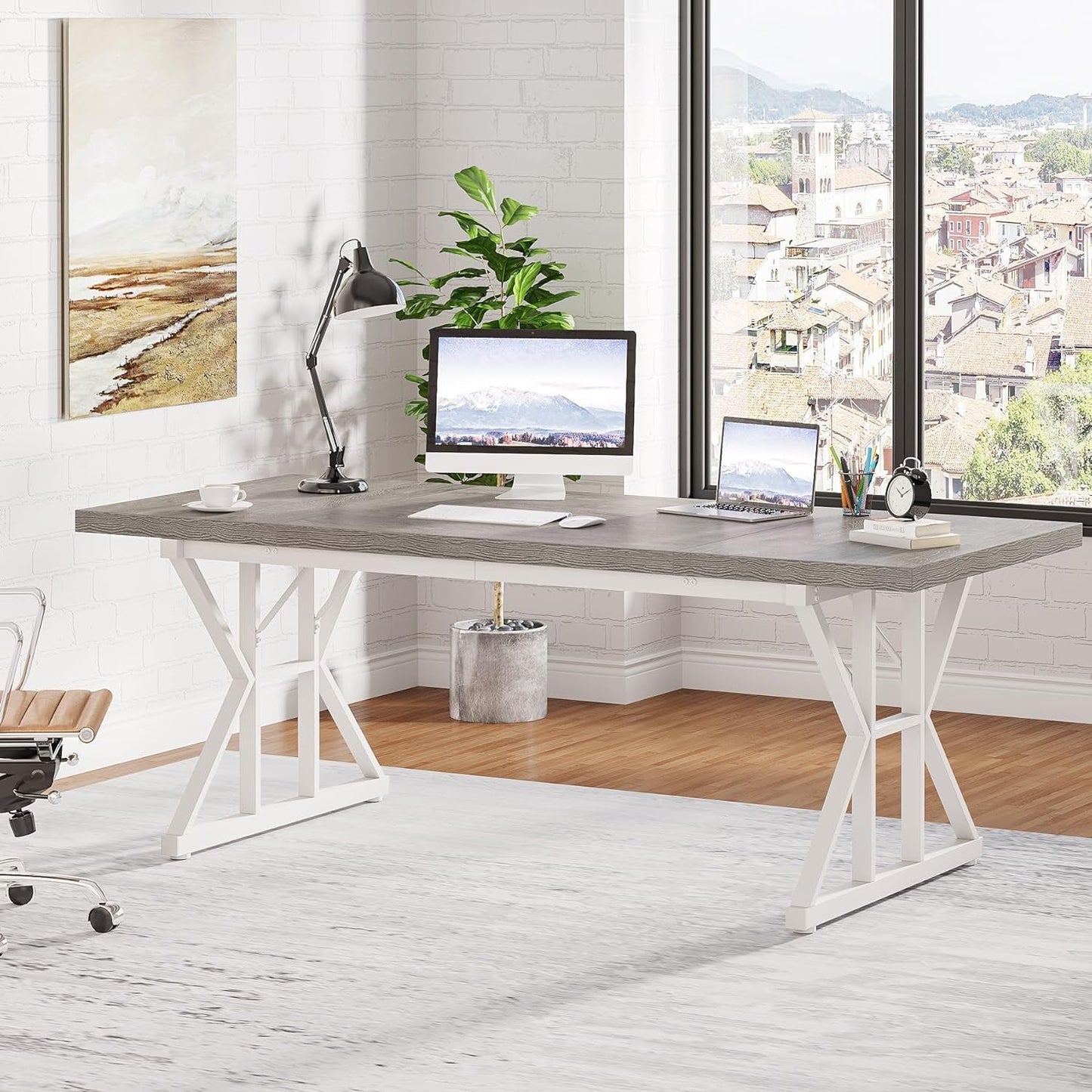 70.8-Inch Executive Desk, Large Computer Office Desk Workstation,