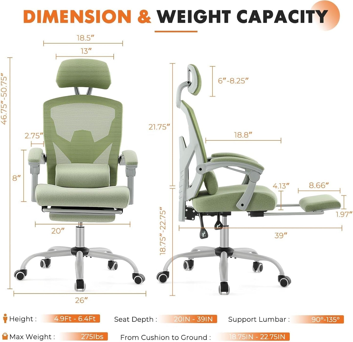 Office Computer Desk Chair, Ergonomic High-Back Mesh Rolling Work