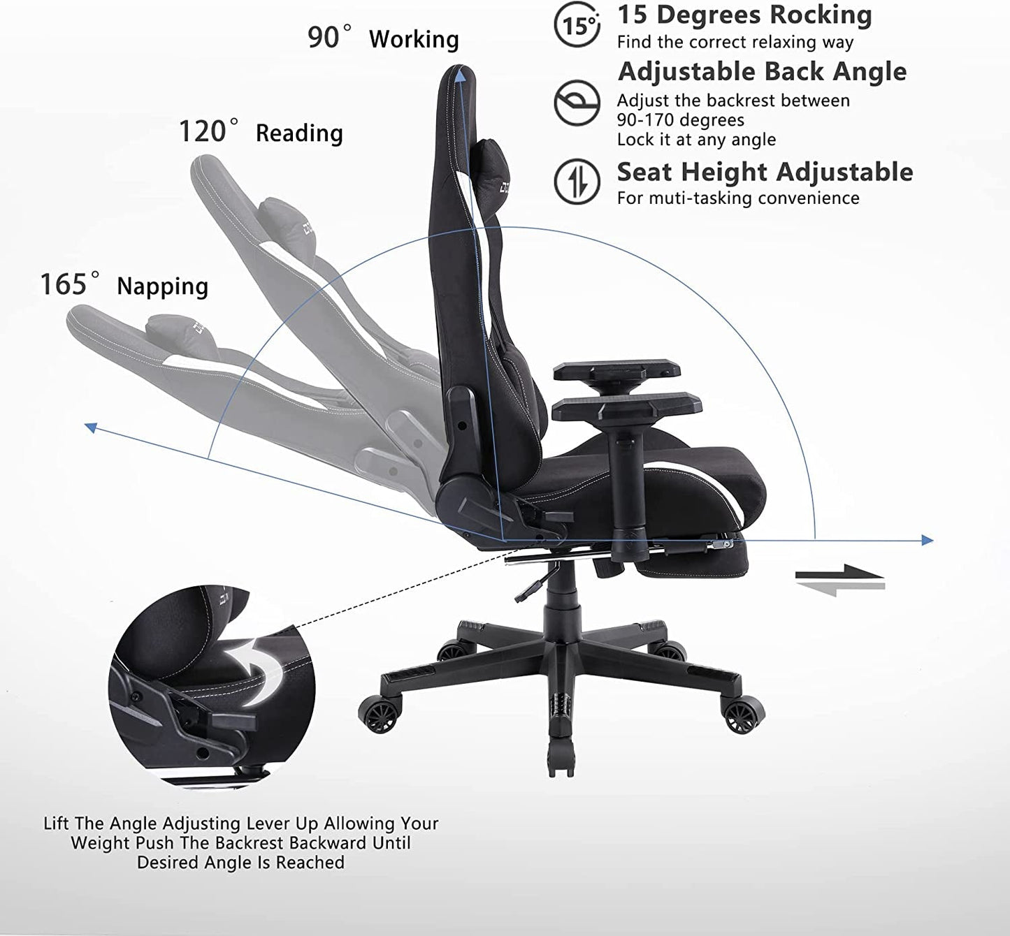 DOWINX Ergonomic Gaming Chair with Footrest