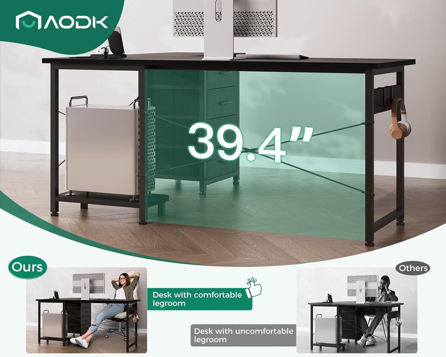 L Shaped Gaming Desk with 4 Drawers, 53" Reversible Home Office Desks