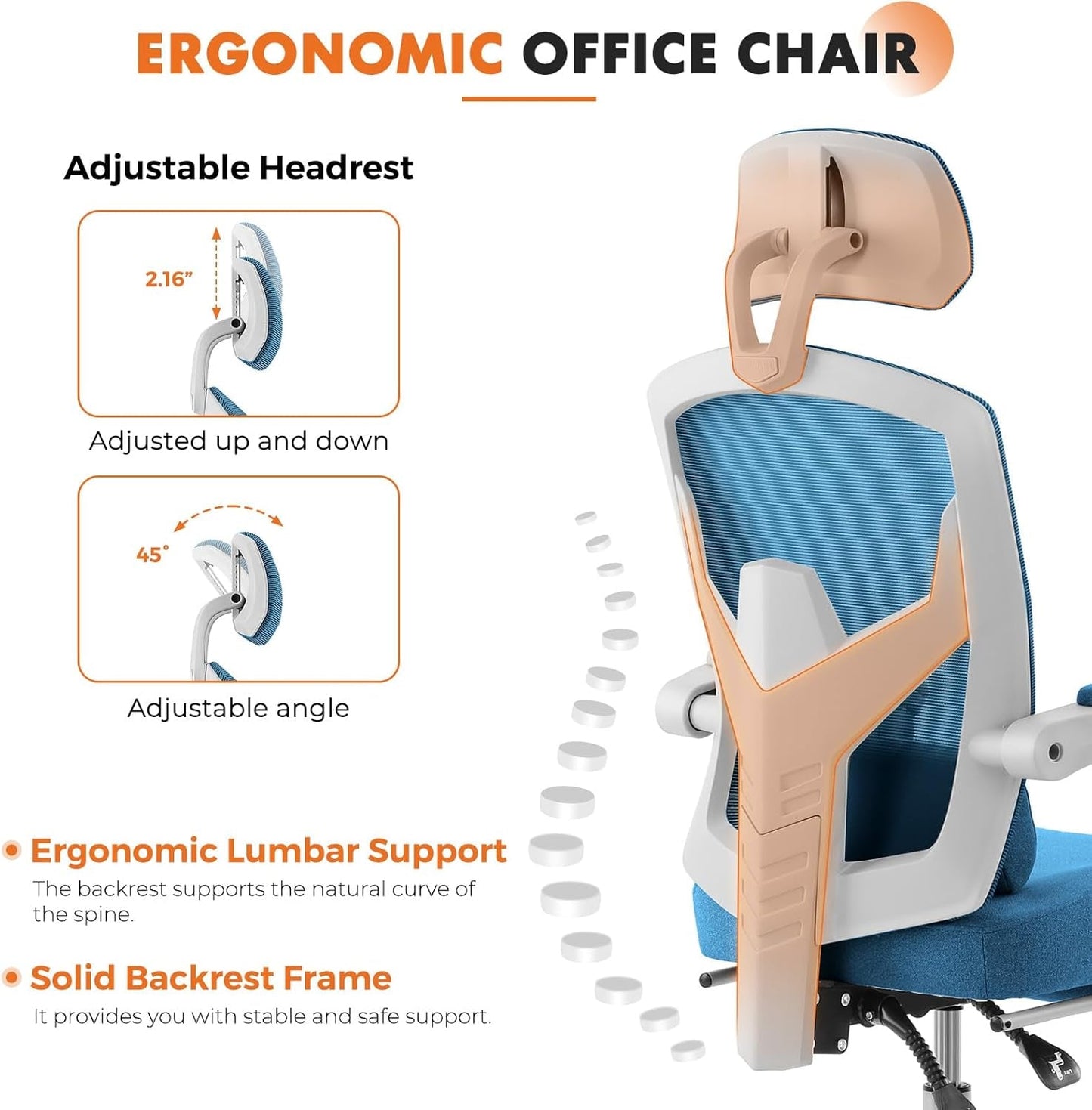 Office Computer Desk Chair, Ergonomic High-Back Mesh Rolling Work