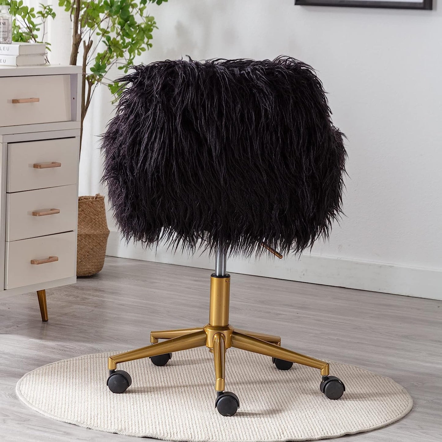 KCC Soft Faux Fur Swivel Chair for Home Office