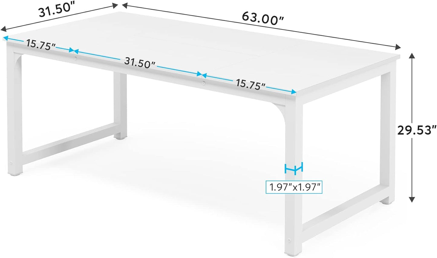Large White Executive Office Desk 63 Inch