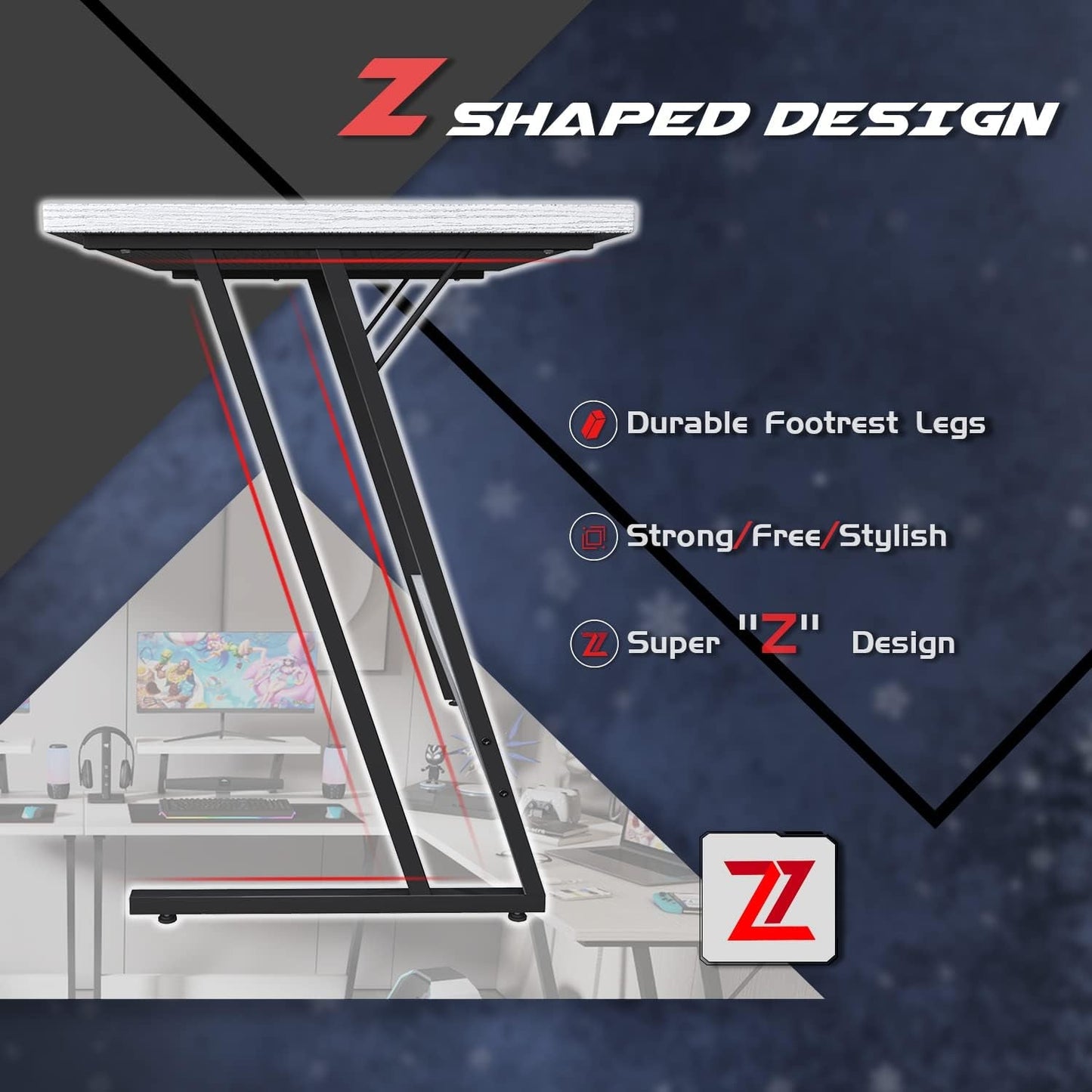 L Shaped Gaming Desk Computer Corner Desk PC Gaming Desk Table with