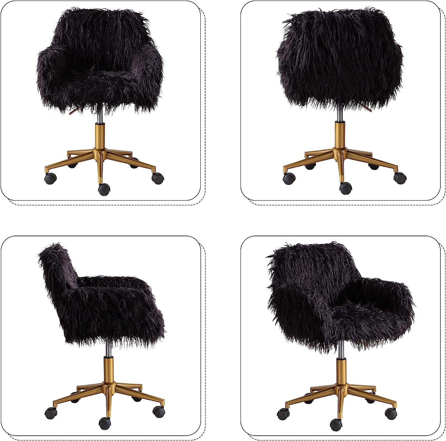 KCC Soft Faux Fur Swivel Chair for Home Office
