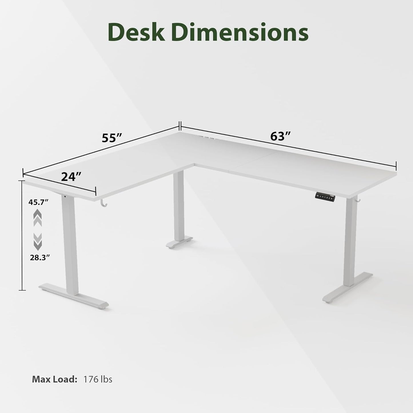 L Shaped Standing Desk Adjustable Height, Electric Corner Standing