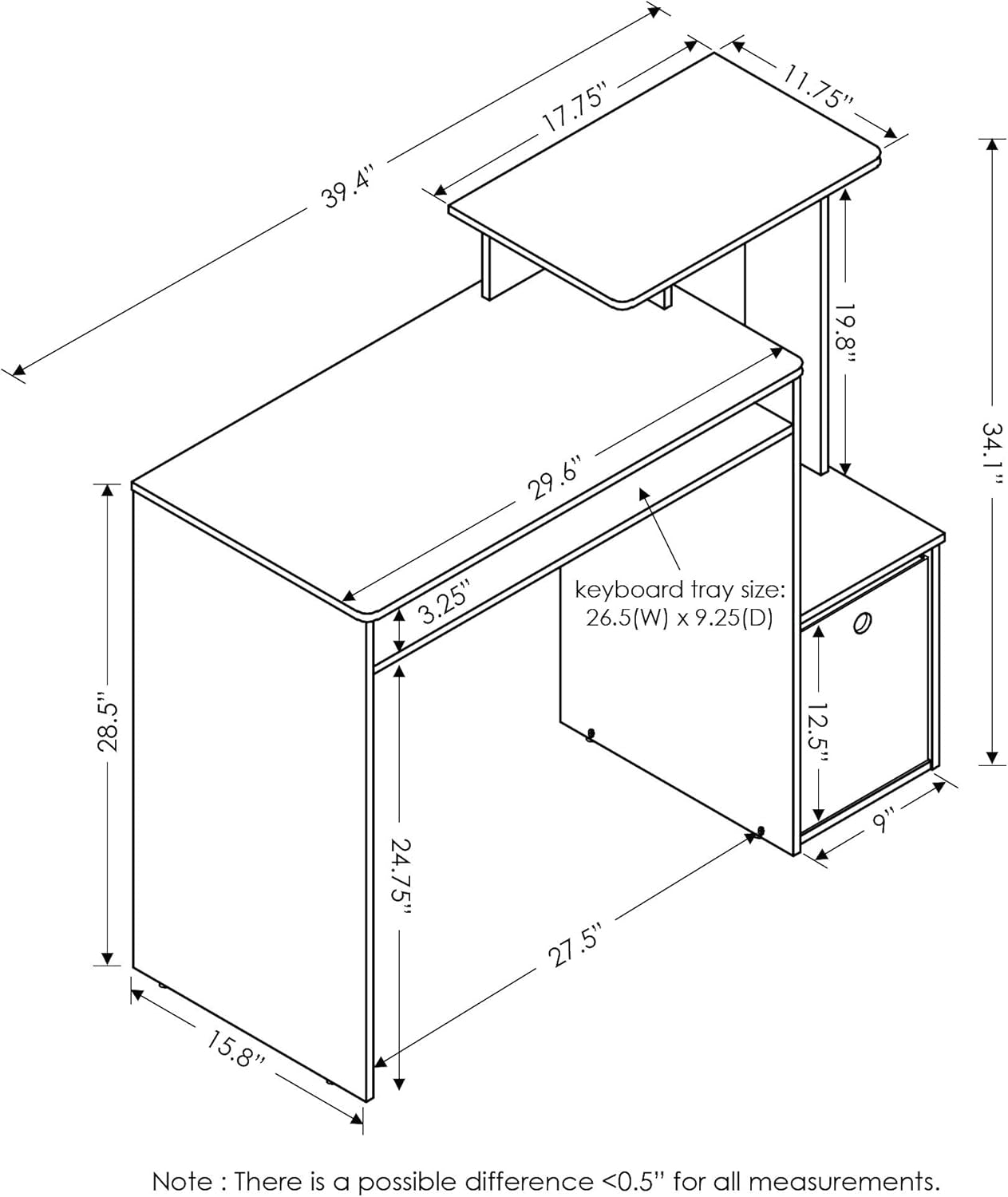 Econ Multipurpose Home Office Computer Writing Desk, Regular, Dark