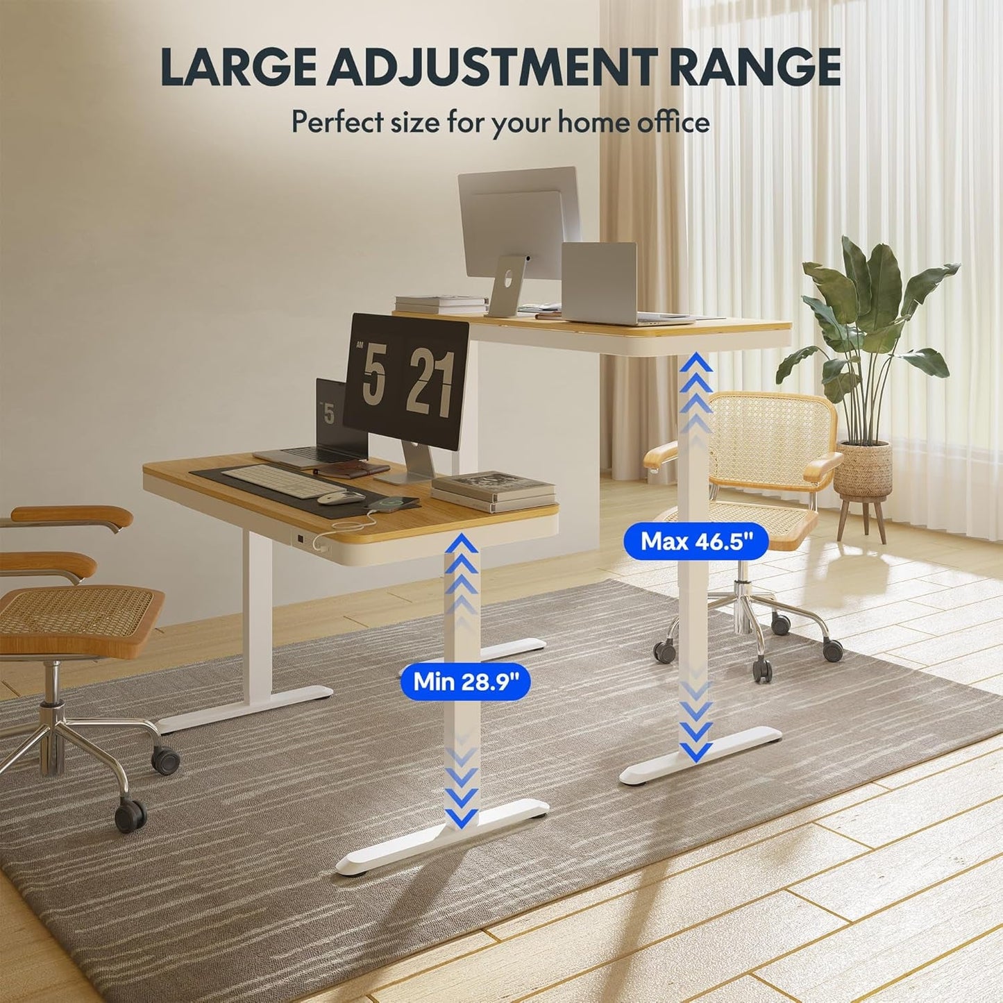Comhar Electric Standing Desk with Drawers Charging USB Port, Height