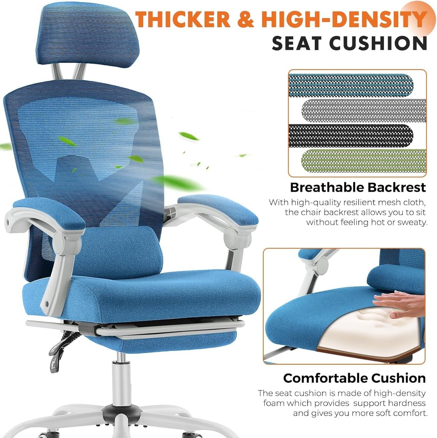 Office Computer Desk Chair, Ergonomic High-Back Mesh Rolling Work