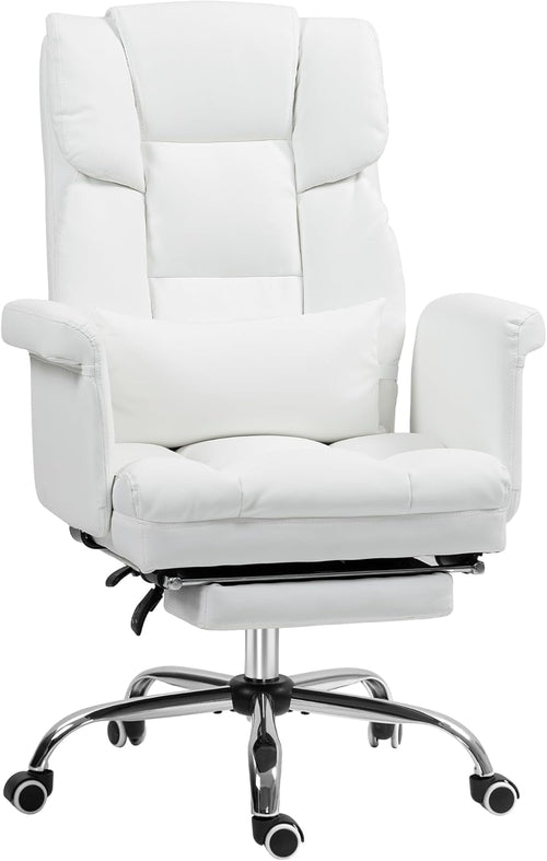 HOMCOM Executive Office Chair with Footrest and Lumbar Support, PU Leather