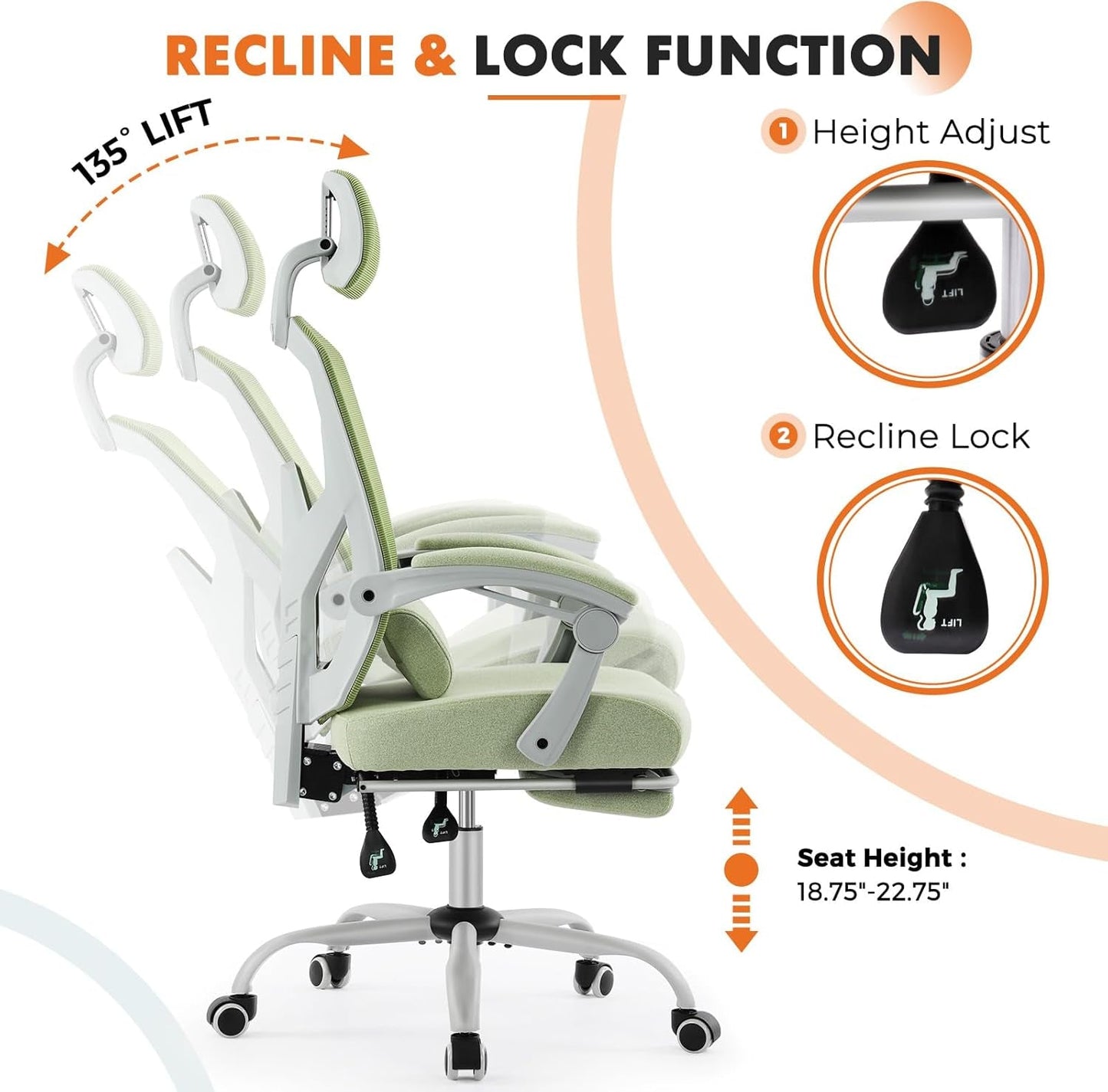 Office Computer Desk Chair, Ergonomic High-Back Mesh Rolling Work