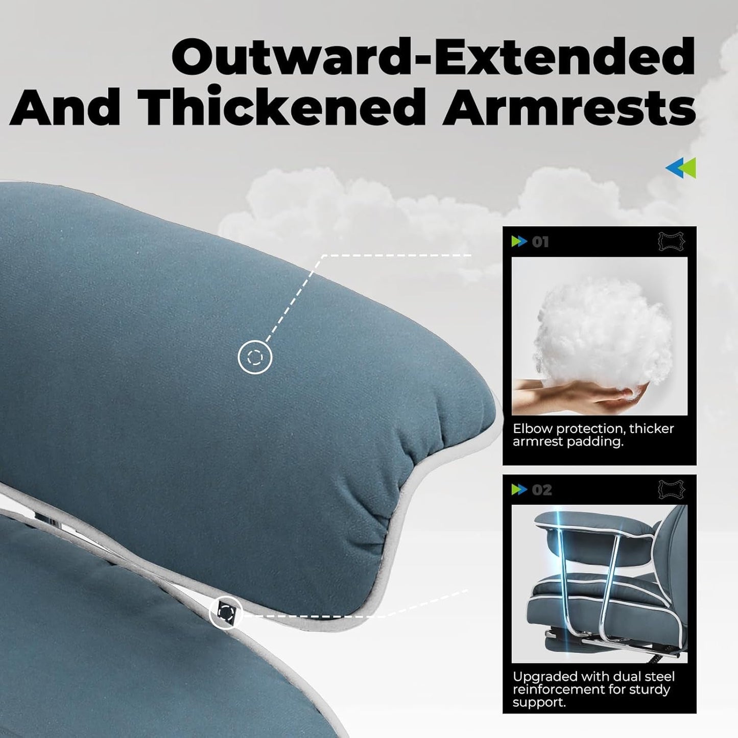 Big and Tall Gaming Chair with Pocket Spring Lumbar Support, Ergonomic