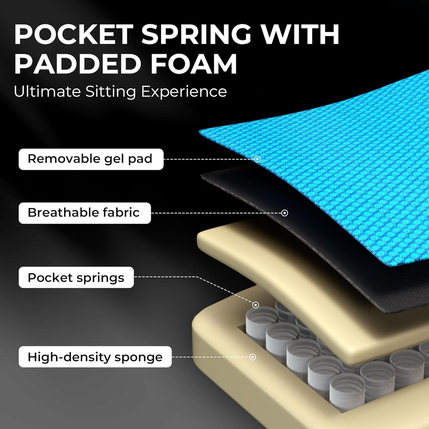 DOWINX Gaming Chair Breathable Fabric Computer Chair with Pocket Spring