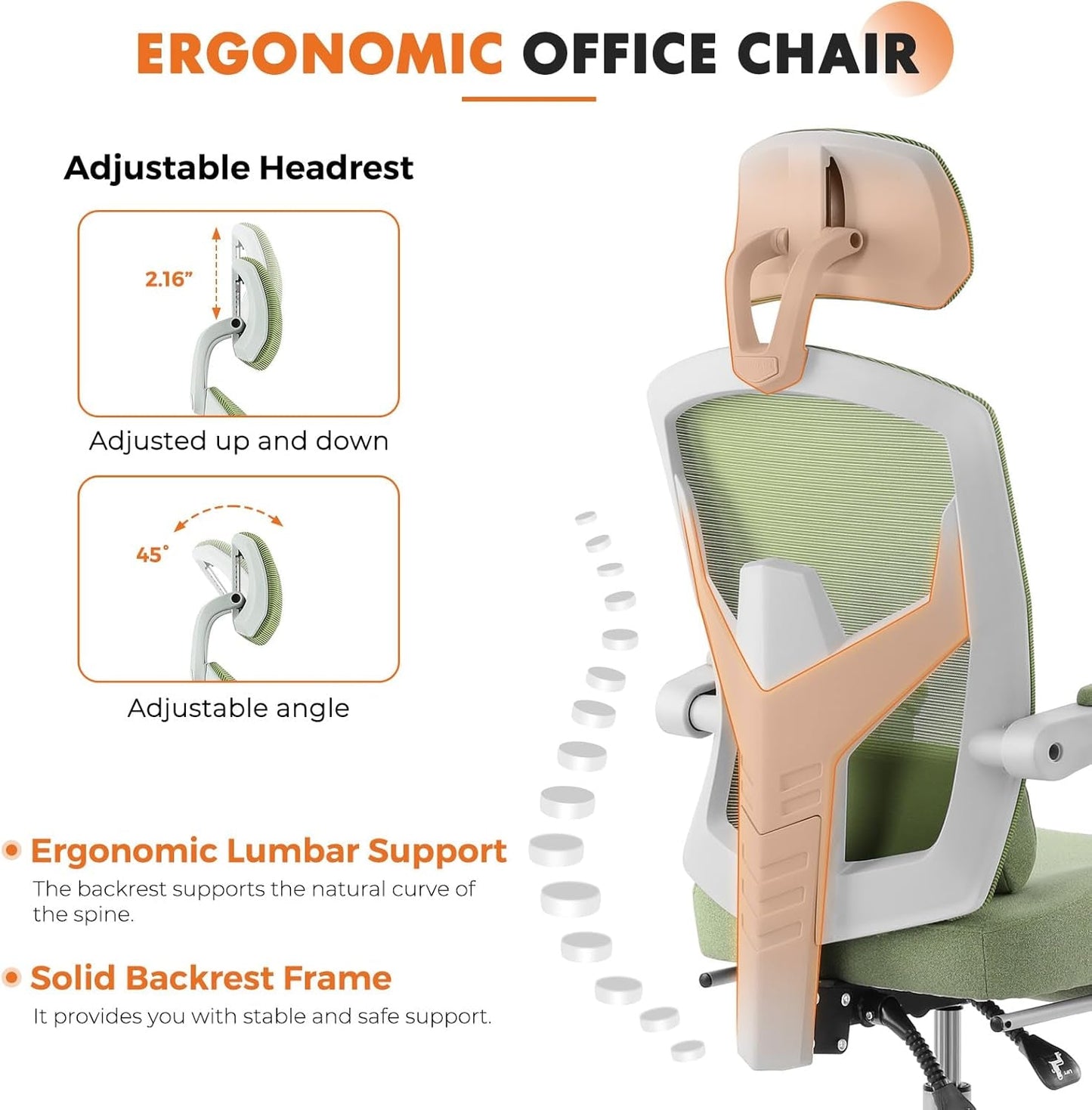 Office Computer Desk Chair, Ergonomic High-Back Mesh Rolling Work