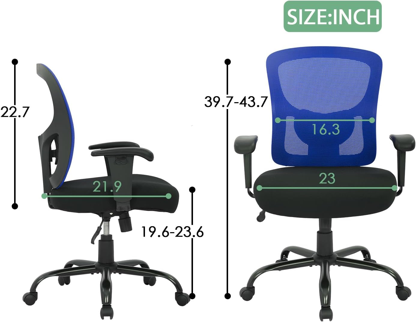 Big and Tall Office Chair 400Lbs Desk Chair Mesh Computer Chair with