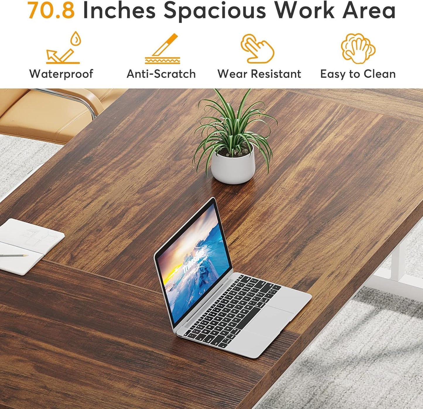 70.8-Inch Executive Desk, Large Computer Office Desk Workstation,