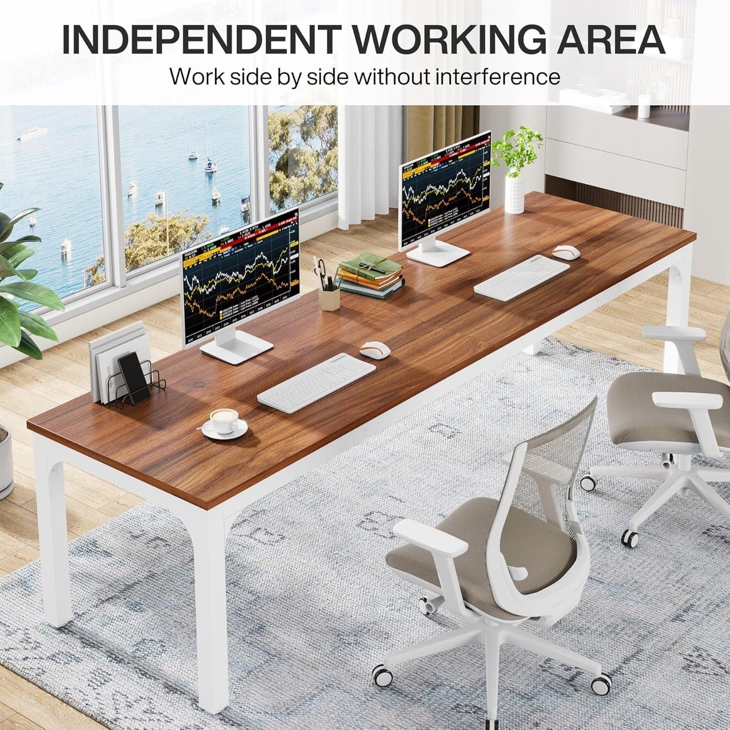 78.7 Inches Extra Long Computer Desk 2 Person Desk, Double Long Desk,