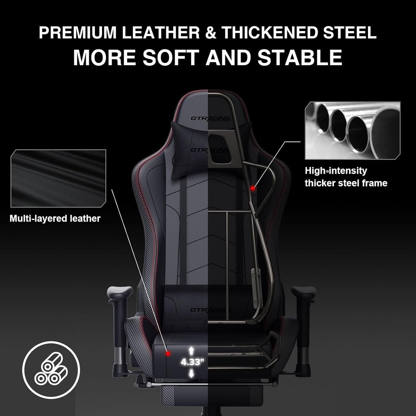 GTRacing Gaming Chair with Footrest and Speakers