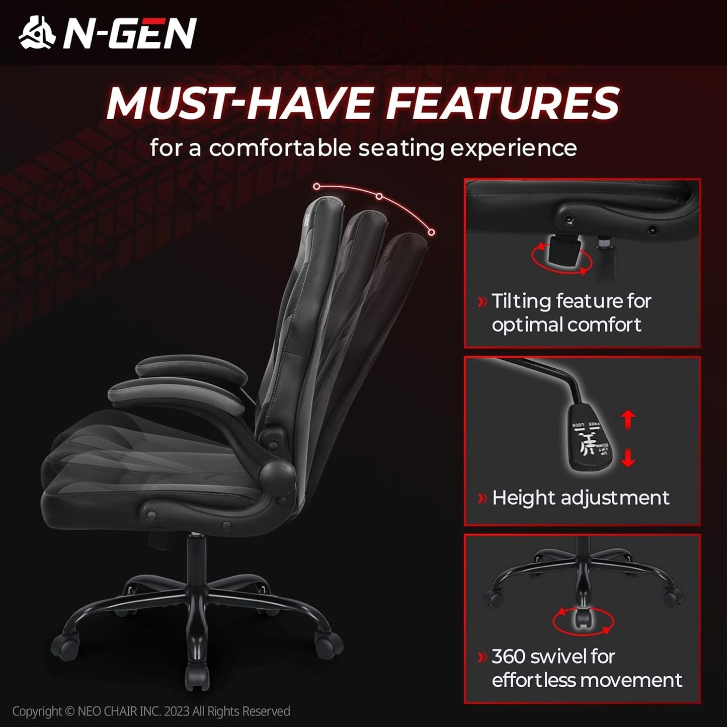 N-GEN Video Gaming Computer Chair Ergonomic Office Chair Desk Chair